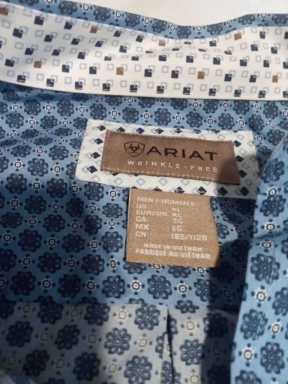 Ariat Men's Blue Geometric Button-Down Shirt - Picture 2 of 8